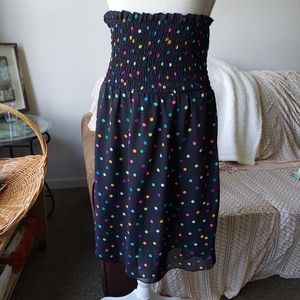 Op swimsuit cover up black dots ruched skirt